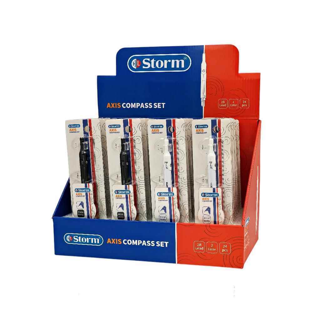 ست پرگار3تکه(بلیستری سیاه و سفید)استورم کد650110 (24 تایی)